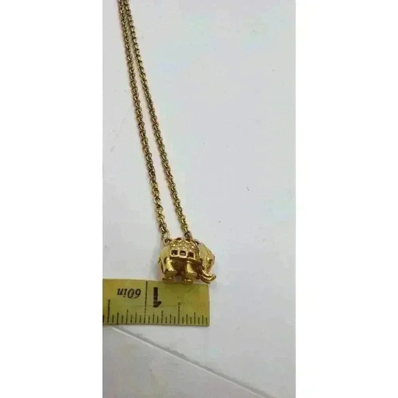 Vintage Joan Rivers Swarovski Crystal Elephant Gold Electroplate Necklace 1990s - Picture 15 of 16